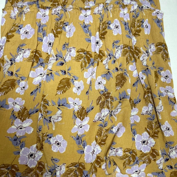 Hommage Los Angeles Mustard Yellow Floral Print Cold Shoulder Dress - Picture 12 of 12